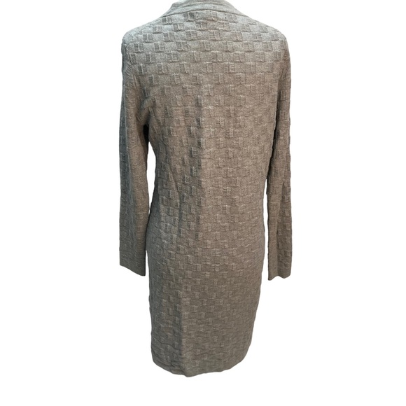 Banana Republic Grey Basket Weave Cotton/Wool Blend Long Sweater Cardigan XS - Picture 4 of 11